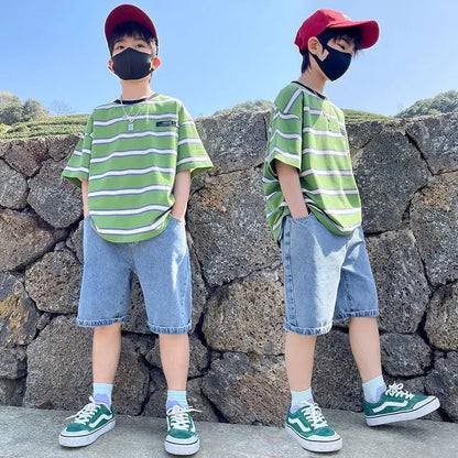 8 To 10 Year Old Boy Clothes Kids Set Junior Boys' Summer Clothing Children's Outfit 2025 Baby Boy's From 4 Years Shorts T-shirt