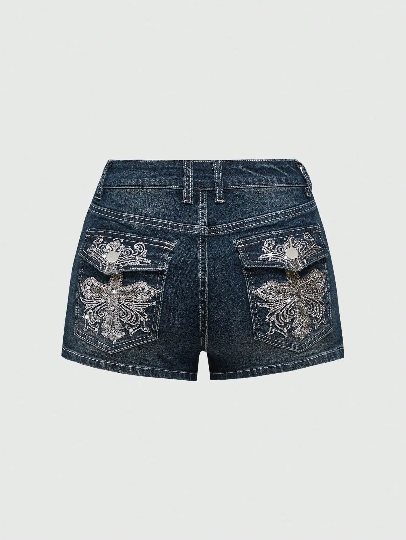 Summer Korean Sexy Low Waist Women Denim Short American Lady Y2K Elastic Slim Cotton Hot Jorts Female Embroidery Wrapping Jeans