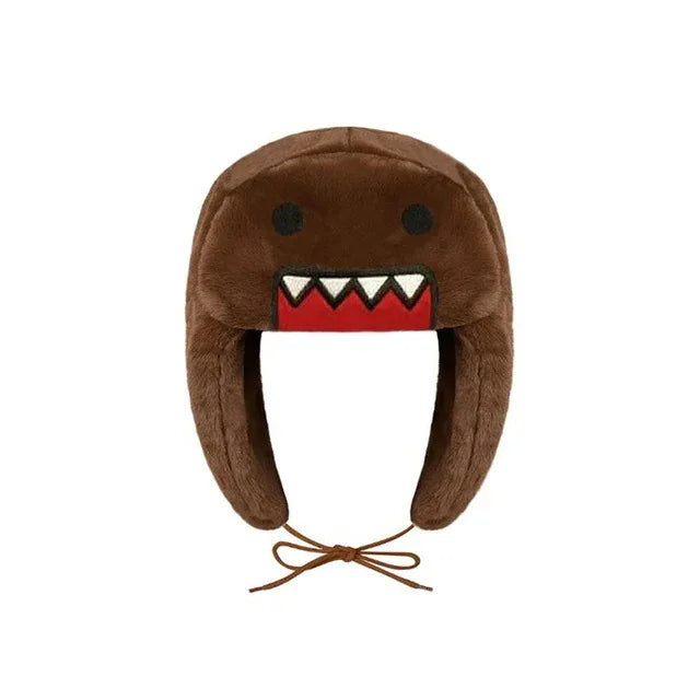 Autumn/Winter Outdoor New Cartoon Embroidered Windproof Ear Flaps Double Lining Cotton Warm Coral Fleece Lei Feng Hat