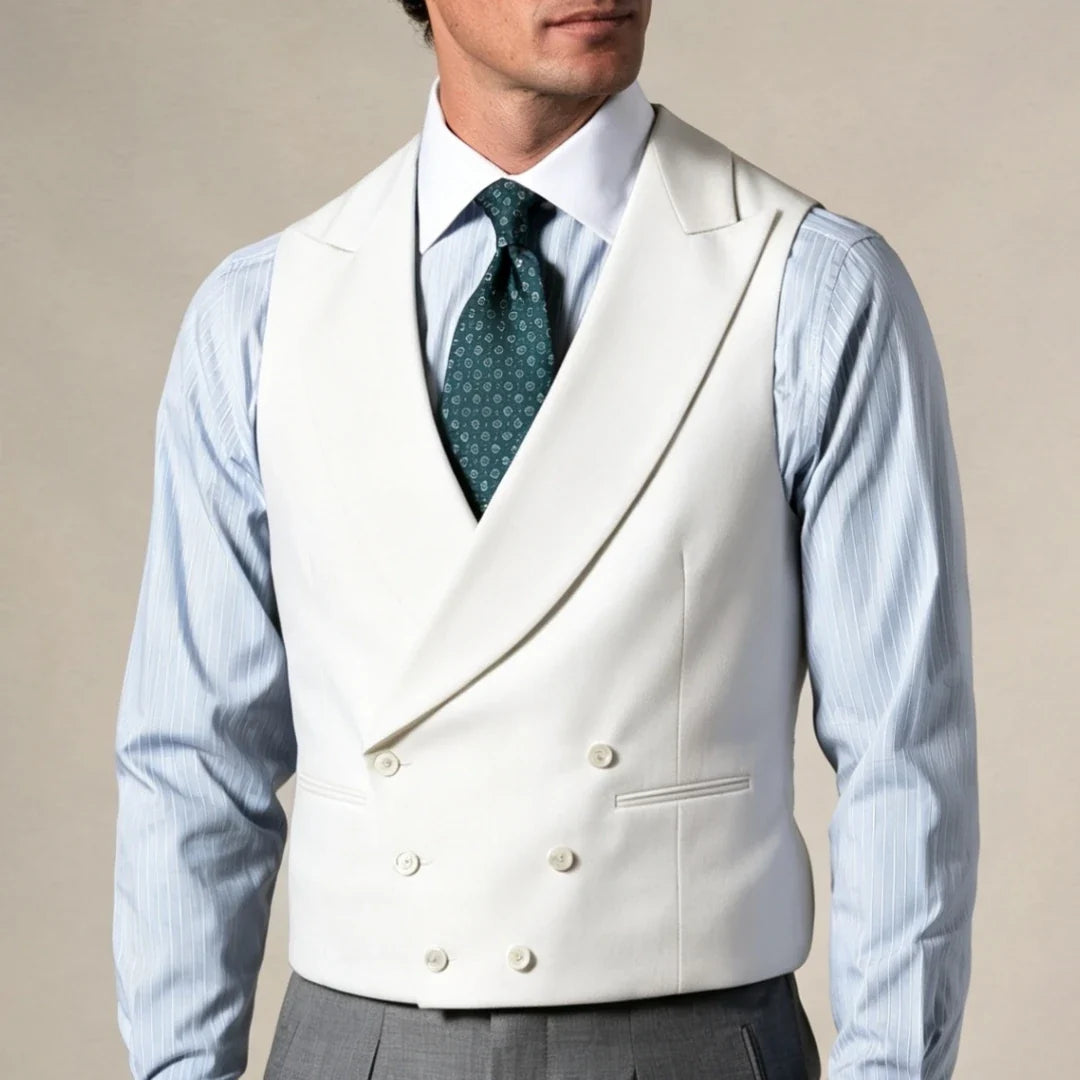Men Vest Gray Double Breasted With Lapel Solid Waistcoat For Wedding Banquet Business Work Office Casual Daily Men Suit Vest