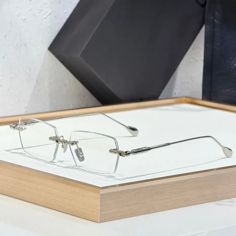 Fashion Street Design Sunglasses H61 Germany Rimless Square Men Women Classical UV400 High Quality Optical Glassses with Case