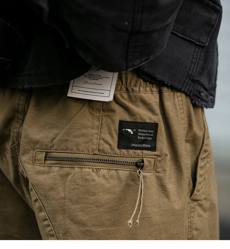 American Tactical Cargo Pants Men Heavyweight Cotton Loose Fit Straight Leg Camouflage Vintage Washed Outdoor Streetwear Premium
