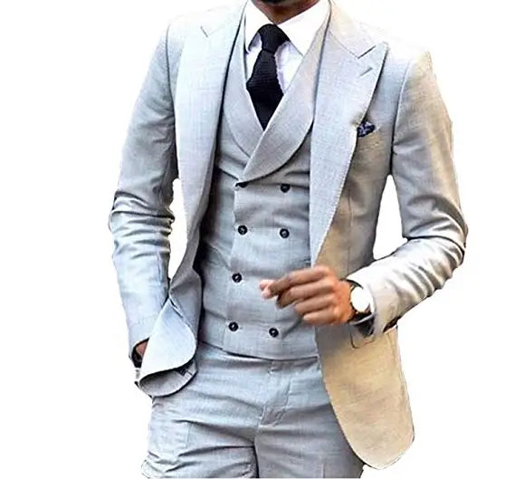 Blue Costume Homme Tuxedos Groom Wedding Men Suits Tuxedo Terno Masculino De Pour Hommes Blazer 3 Pieces (Jacket+Pants+Vest)
