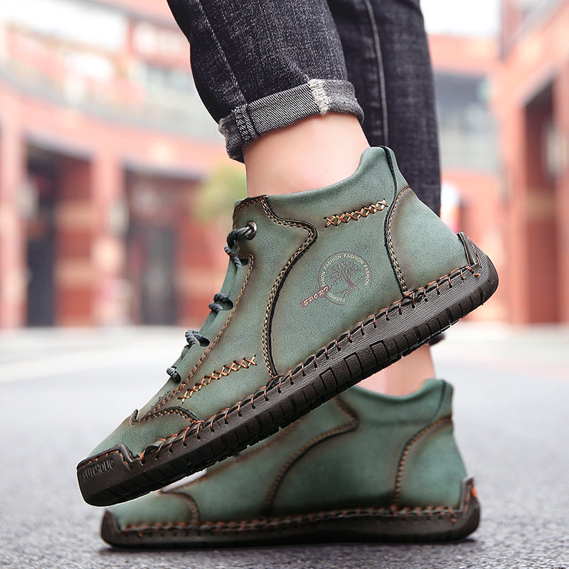 Fashion Men Ankle Boots Handmade Mens Boots Lightweight Mens Designer Boots Outdoor Sneakers Leather Work Boots Plus Size 38-48