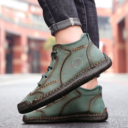 Fashion Men Ankle Boots Handmade Mens Boots Lightweight Mens Designer Boots Outdoor Sneakers Leather Work Boots Plus Size 38-48