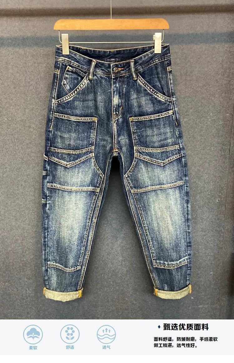 Autumn and Spring Fashion Trend American Vintage Straight Leg Denim Pants for Men Casual Loose Comfortable High Quality Pants
