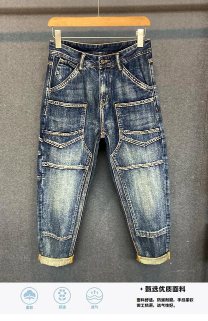 Autumn and Spring Fashion Trend American Vintage Straight Leg Denim Pants for Men Casual Loose Comfortable High Quality Pants
