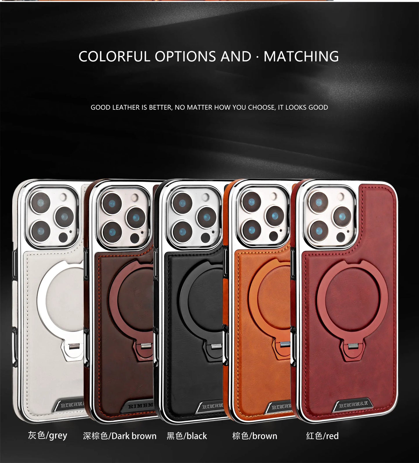 360 Rotating Bracket Luxury Magnetic Leather Phone Case For iPhone 16 17 Pro Max 15 14 13 12 Magsafe Wireless Charging Cover