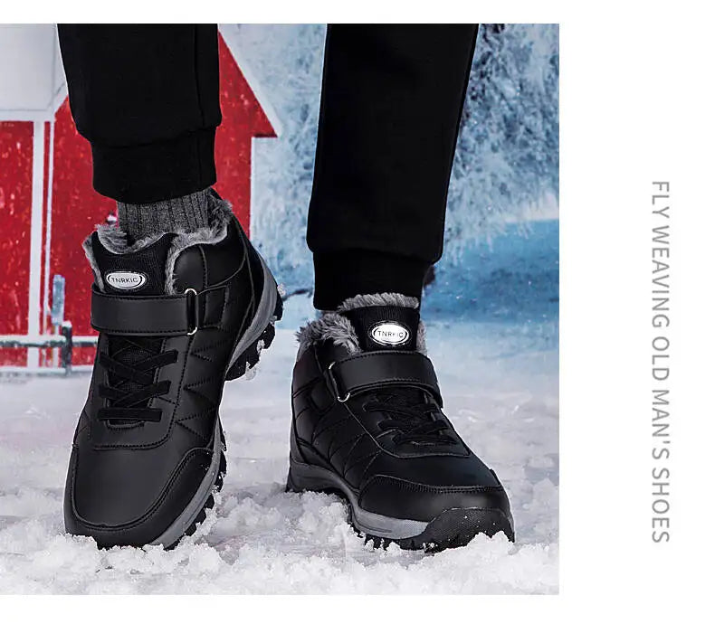 Winter Men Boots PU Leather Snow Boots Man Plush Warm Causal Shoe Waterproof Men Boots High Quality Male Sneakers Ankle Boots