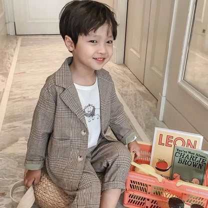 Kid Boys Spring and Autumn Suit Boys Baby Suit Clothes 2026 New Children's Clothing Casual Tops + Pants 2 Piece Set Formal Wear