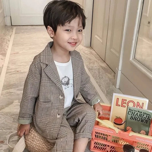 Kid Boys Spring and Autumn Suit Boys Baby Suit Clothes 2026 New Children's Clothing Casual Tops + Pants 2 Piece Set Formal Wear
