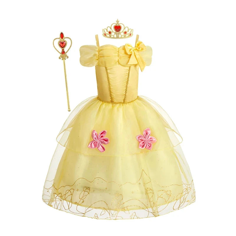 Girls Princess Dress Kids Cinderella Snow White Aurora Sofia Rapunzel Cinderella Halloween Costume Children Birthday Party Dress