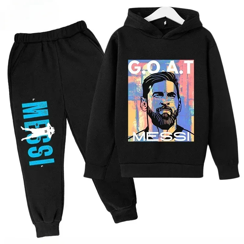 Messi Print Children's Set Sports Hoodie Pants Suit 2pcs Set Boys Girls Baby Kid Clothing Casual Fashion Autumn Winter sportsuit