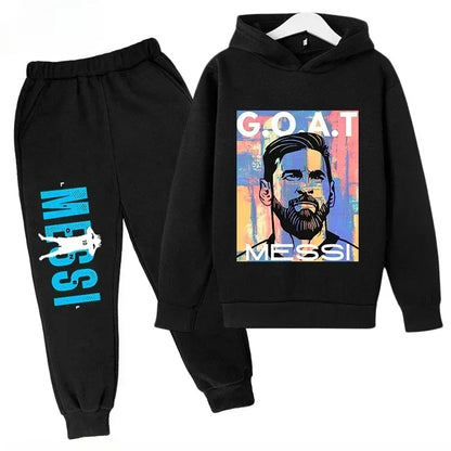 Messi Print Children's Set Sports Hoodie Pants Suit 2pcs Set Boys Girls Baby Kid Clothing Casual Fashion Autumn Winter sportsuit