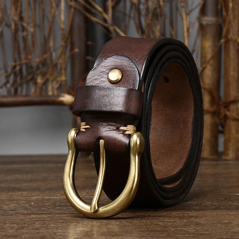 3.8CM Men High Quality Genuine Leather Belt Luxury Designer Belts Pure Cowskin Fashion Waistband Strap Male Jeans for Man Cowboy