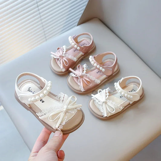 Kids Summer Beach Shoes Bow New Classmate Baby Soft Sole Fashion Girls Sandals Non-slip Princess Shoes Size 25-30