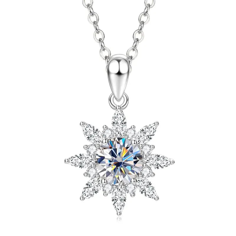 GRA Certified 6.5mm Round Moissanite Delicate Snowflake Pendant Necklace for Women 14K Gold Filled Fine Jewelry Gifts