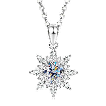 GRA Certified 6.5mm Round Moissanite Delicate Snowflake Pendant Necklace for Women 14K Gold Filled Fine Jewelry Gifts