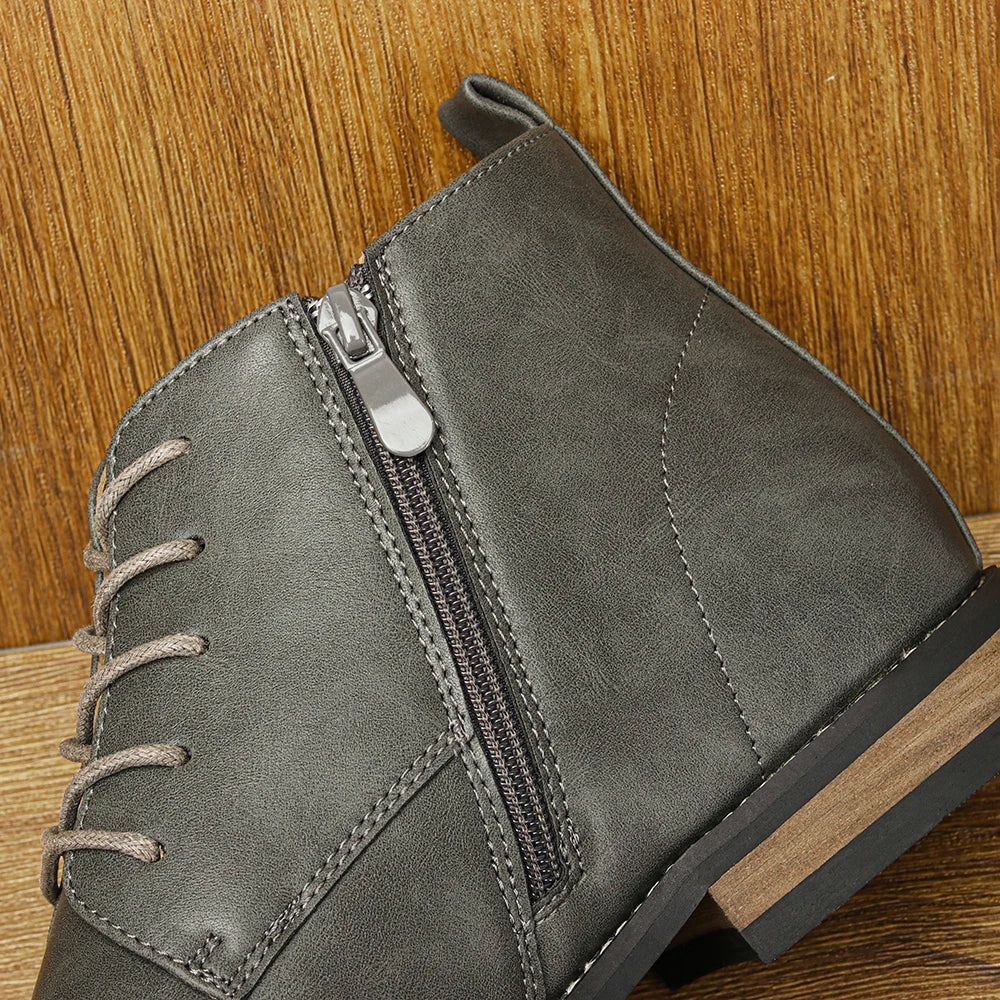 Men's Comfortable Ankle Leather Boots Men's Fashion Brand
