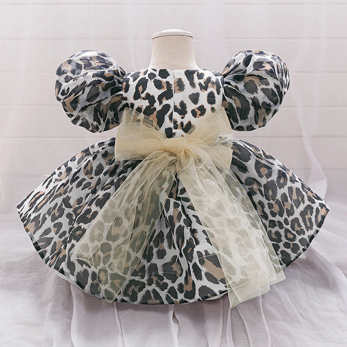 Leopard Princess Party Baby Girl Dress Toddler Tulle Wedding Bridesmaid Evening Dresses for Girls 1st Birthday Prom Tutu Costume