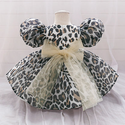 Leopard Princess Party Baby Girl Dress Toddler Tulle Wedding Bridesmaid Evening Dresses for Girls 1st Birthday Prom Tutu Costume