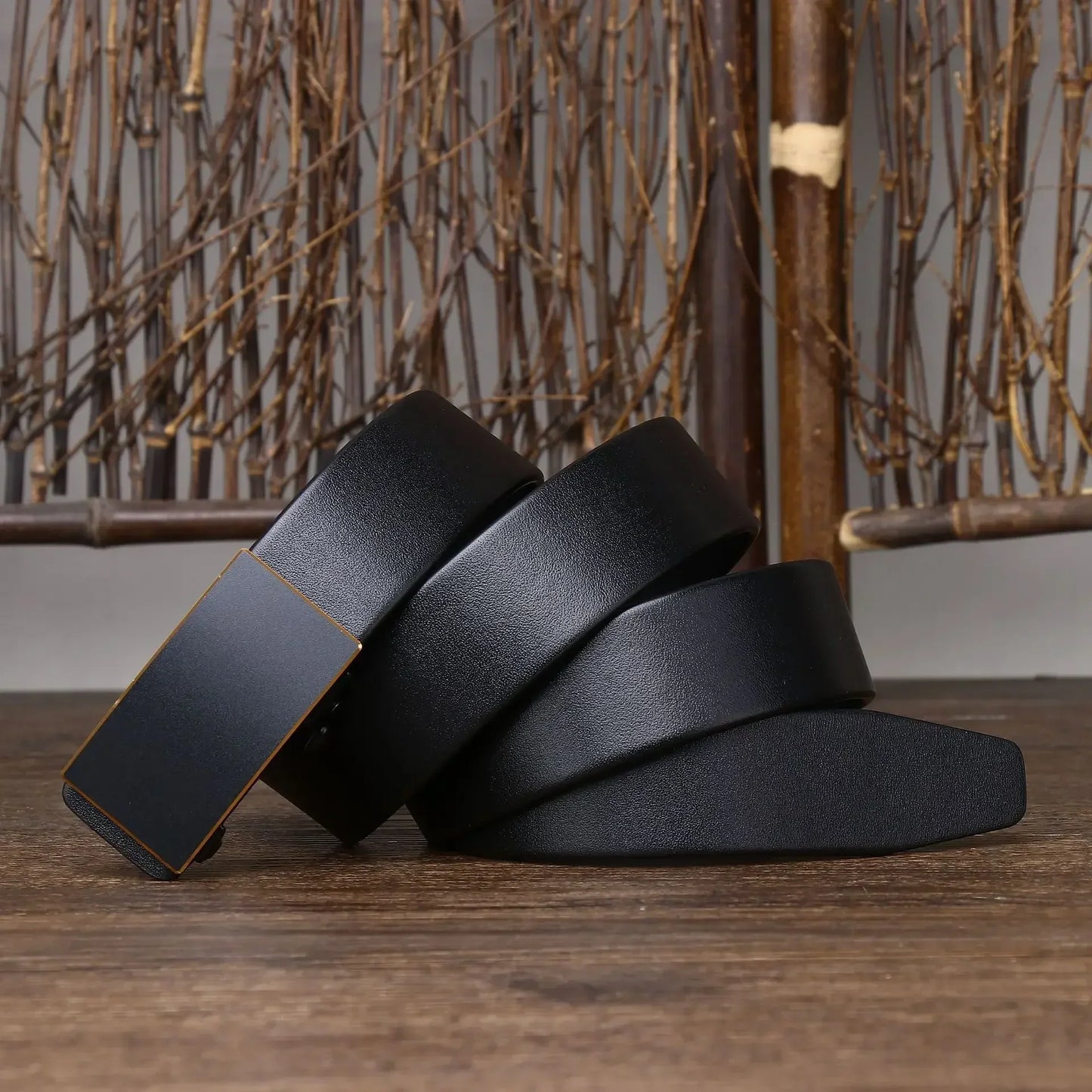 3.5CM Thick Cowhide Genuine Leathe Jeans Belt Business Toothless Automatic Buckle Belt Men High Quality Luxury Male Strap Cintos