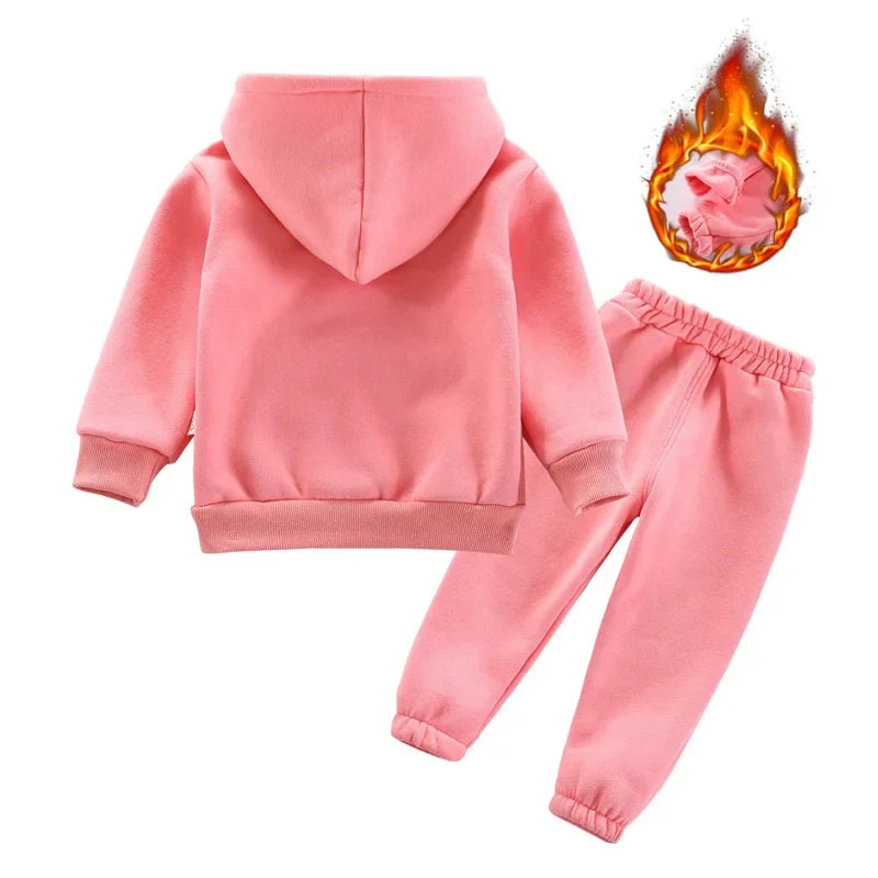 New Autumn Winter Fashion Baby Girls Clothes Children Boys Thicken Hoodies Pants 2Pcs/Set Toddler Sports Costume Kids Tracksuits