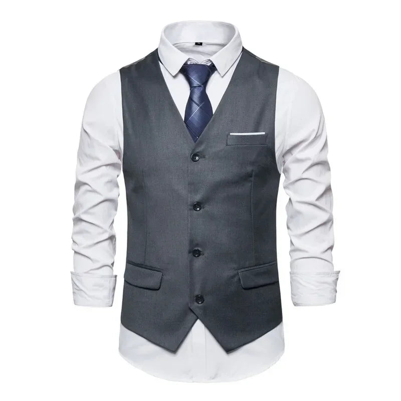 Blue Suit Vest, Men's Business Sleeveless Vests Jacket, Asian size S-6XL, Wedding Party Waistcoat, Red Purple Black Gray