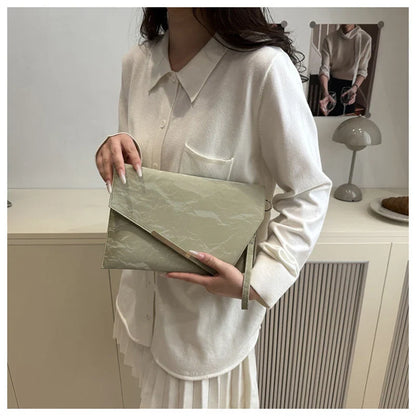 Fashion Women Clutch Soft PU Leather Solid Color Evelope Bag Wristlet Bags Female Small Handbags Day Clutches Evening Party Bags