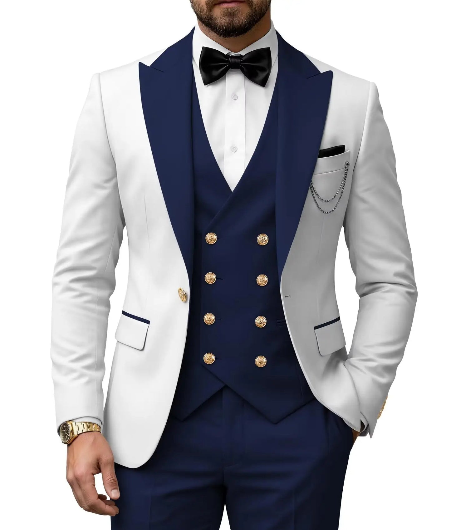 Men's 3 Piece Tuxedo Slim Fit for Men Tuxedo Suit Double Breasted  for Wedding Groom Business Tuxedos