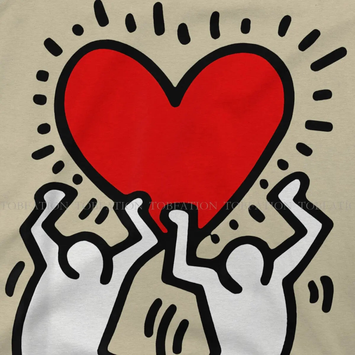Haring Geometric Graffiti Heart Retro T Shirt Punk Men's Tees Summer Cotton Clothing Harajuku O-Neck TShirt