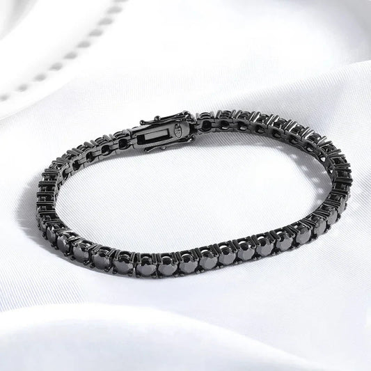 Bracelet de tennis en moissanite noire 3/4/5MM pour femmes Hip Hop, bracelet pour hommes entièrement serti de diamants, 100% argent sterling 925, vente en gros