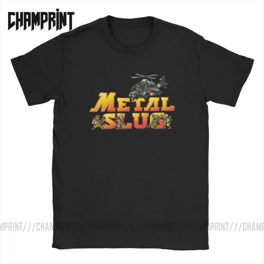 Metal Slug Pixel Fan pixel art arcade game retro gamer video games Men's shirt Cotton Tees Short Sleeve T Shirt Printed Clothing