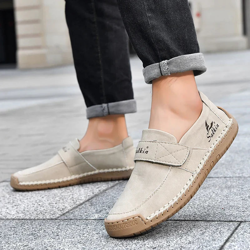 Men's Slip On Loafers Soft Leather Preppy Lightweight Breathable Driving Shoes Non Slip Daily Fashion Casual Outdoor Sneakers