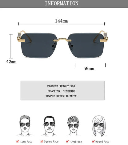 Square Sunglasses Women 2024 Rimless Sunglasses For Men Vintage Luxury Fashion Glasses Gafas De Sol Hombre Lunette Soleil Femme
