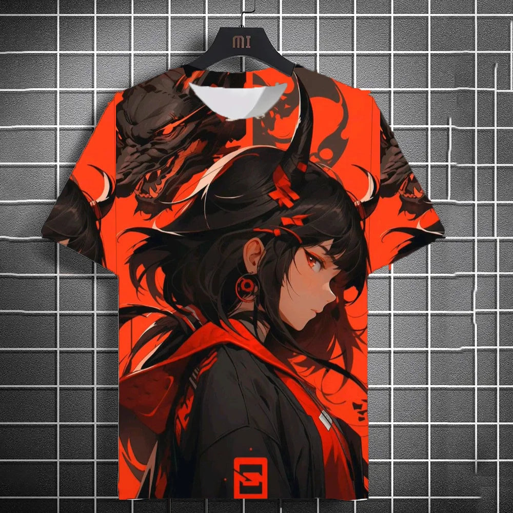 Japanese Style Samurai Katana Girl T-Shirts 3D Print Personality Anime T shirt Men/Women Short Sleeve Top Fashion Men's Clothes