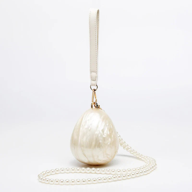 Mini Pearl Bag Crossbody Beaded Necklace Shoulder Handbag Egg Evening Fashion Totebag Women Hand Lady Phone Handbags Small Woman
