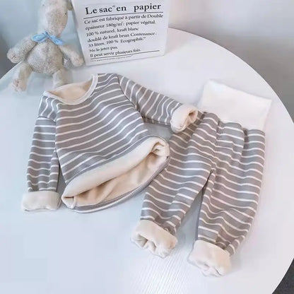 Baby Kids Thermal Underwear Suit Winter Pajamas Thick Plush Children Clothes Set High Waist Autumn Infant Girl Boy Homewear
