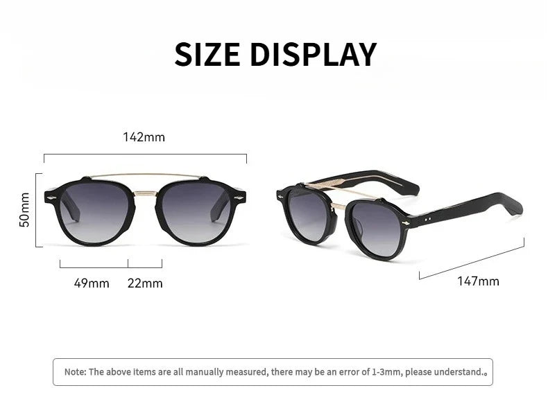 New High-end Flat Top Double Bridges Men Polarized Sunglasses Acetate Square Suneyeglass Women Fashion Retro Gifts Eyewear UV400