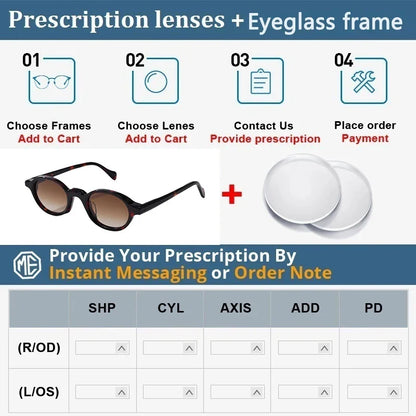 Fashion Top Quality Acetate Small Round Man Sunglasses Tourism Driving UV400 Protection Women Custom Prescription Sun Glasses