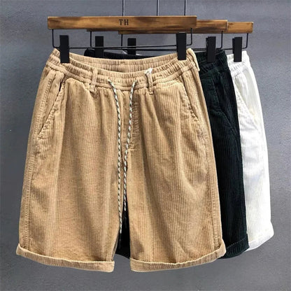 2026 Summer Casual Corduroy Y2K Shorts For Men American Retro Loose Straight Short Pants High Street Fashion Gym Bermudas