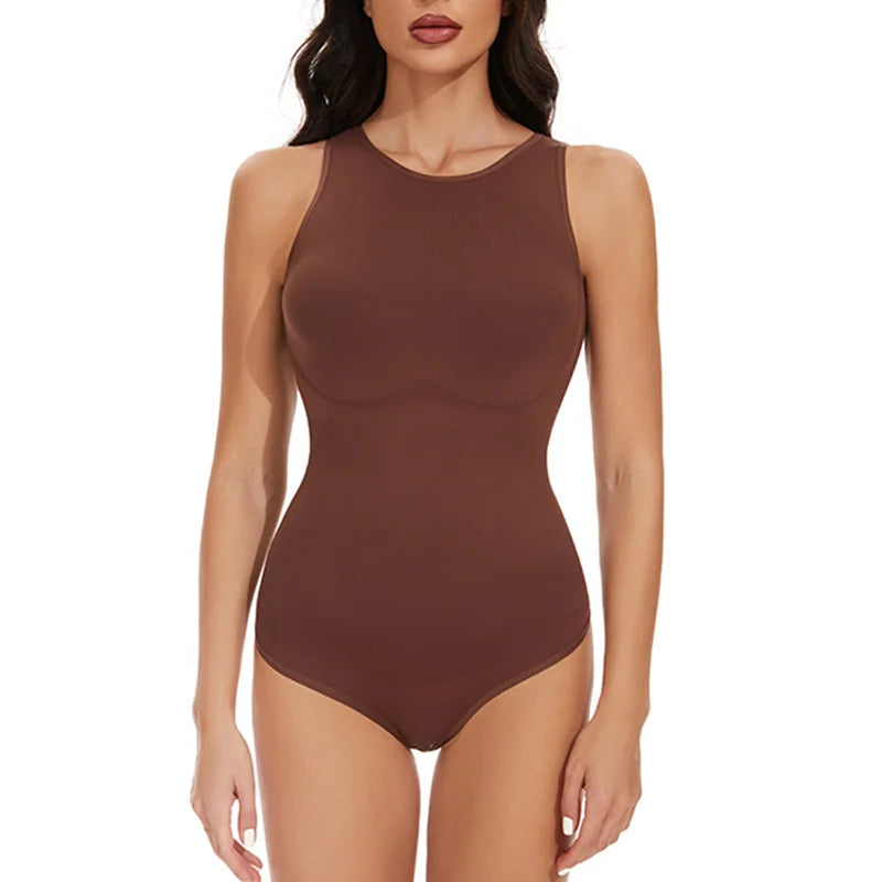 Halter Neck Body Shaper Suits Open Crotch Thong Shapewear Body Shapers Tummy Control Bodysuit Cupless Stretchy Jumpsuit