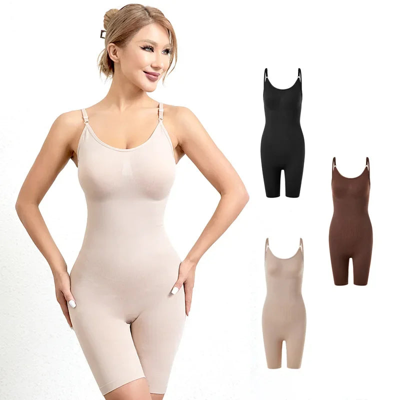 Women Waist Trainer Butt Lifter Seamless Bodysuit Shapewear Body Shaper Strappy-Back Chest Enhancing Corrective Underwear Corset