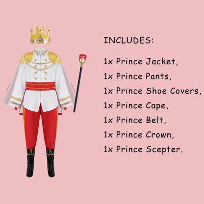 Kids Boys Prince Costume Children Carnival Cosplay Dress Up Prince Charming Costumes Child Halloween Royalty Roleplay Clothes