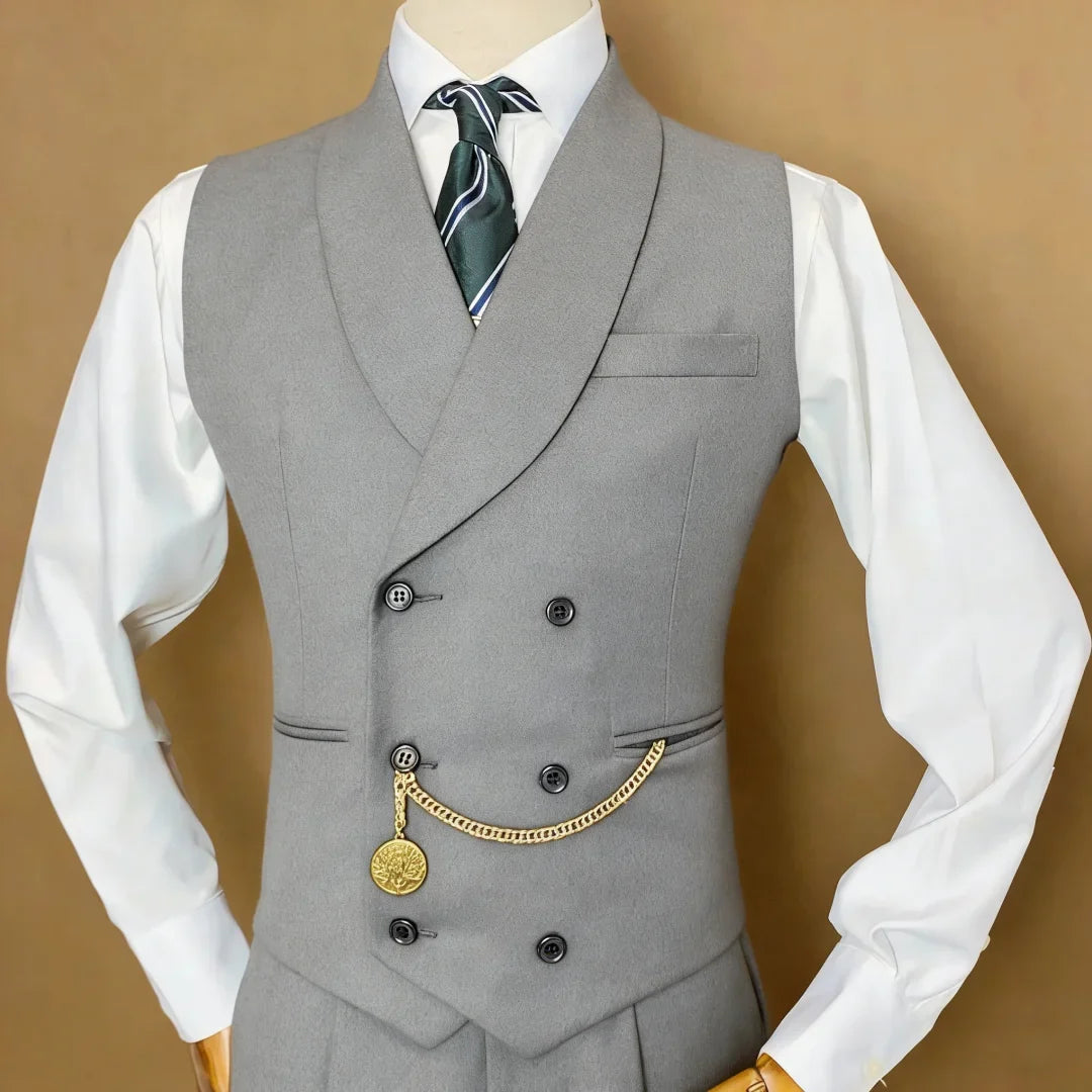 Men Vest Black With Lapel Solid Double Breasted Waistcoat For Wedding Business Party Work Office Casual Daily Men Suit Vest