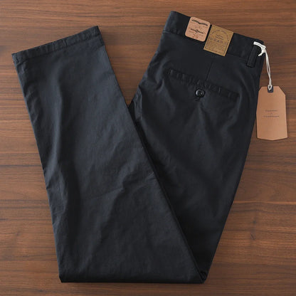 2025 Summer New American Retro Thin Micro Elasticity Casual Pants Men's Simple 97% Cotton Slim CHINO Business Straight Trousers