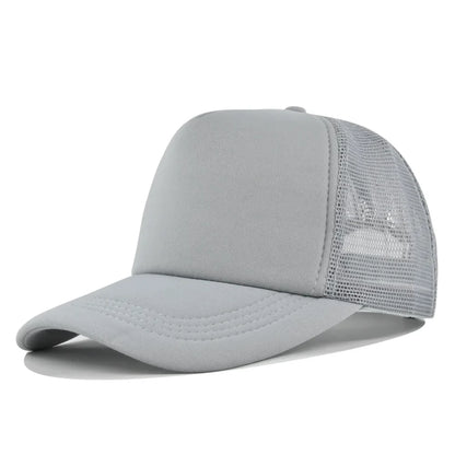 Fashion Unisex Plain Baseball Cap Adjustable Trucker Flat Visor Cap Snapback Mesh Curved Men Women Casual Sun Summer Hat