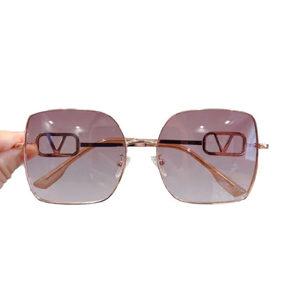 New Fashion Metal Frame Square  Sunglasses for Women Oversized Anti-ultraviolet Polarized Sun Glasses Women's High-end Gafas