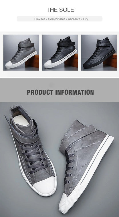 Ankle Boots Men Black PU Leather Shoes Autumn Winter Comfortable Platform Casual Shoes High-top 2022 Fashion Leahter Boots Man