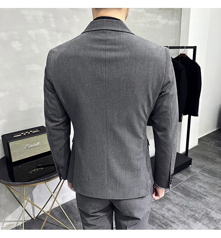 Jackets + Pants / Groom's Wedding Dress Best Fashion Mans Double -breasted Suit Blazer Trousers Male Formal Business Office Suit